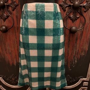 Brooks Bros. Green and white Sequin skirt
